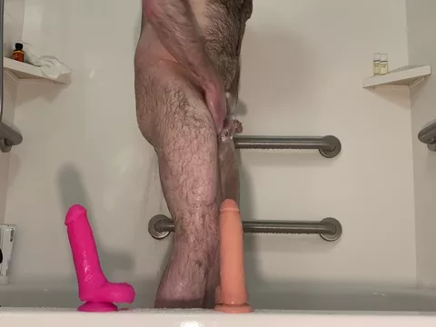 Scrub down in shower before object