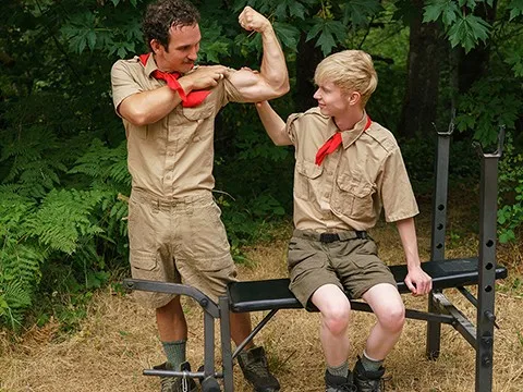 Piping hot Scoutleader disrobes and