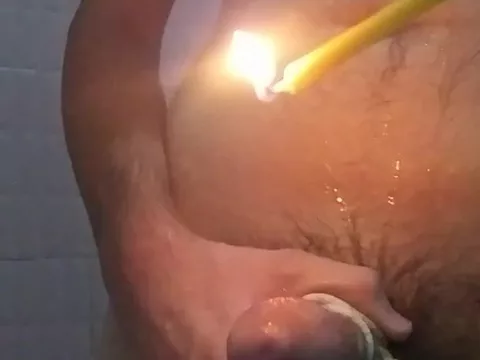 anal shower move with hot wax and..
